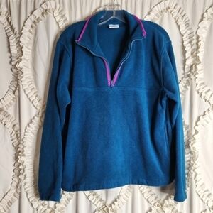 Vintage Men's Cheetah Large Blue Purple Retro Fleece Jacket w/Pockets sz Small